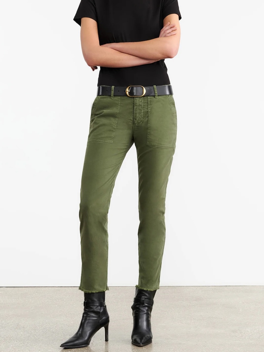 Nili Lotan Army Green Cotton Chinos 4